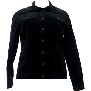 DG2 Diane Gilman Women's XL Stretch Rib Corduroy Jacket Black
